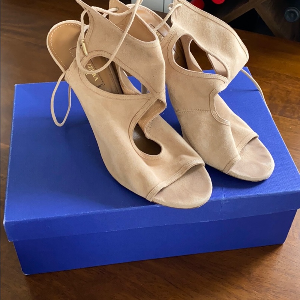 Aquazzura Nude Suede “Sexy Thing” Heels Size 39